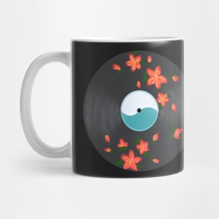 Flowers on Vinyl Record Mug